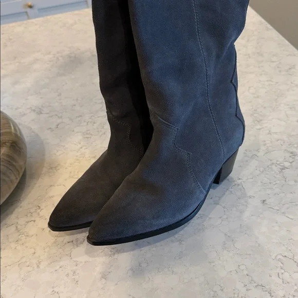 Isabel Marant Dark Gray suede Cowboy chic Knee Boots - Picture 2 of 13